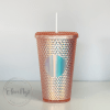 16 oz Double Wall Studded Tumbler in Coral Bling