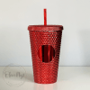 16 oz Double Wall Studded Tumbler in Metallic Red