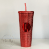 24 oz Double Wall Studded Tumbler in Metallic Red