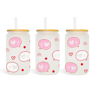 Valentine Chat Hearts Glass Can Wrap