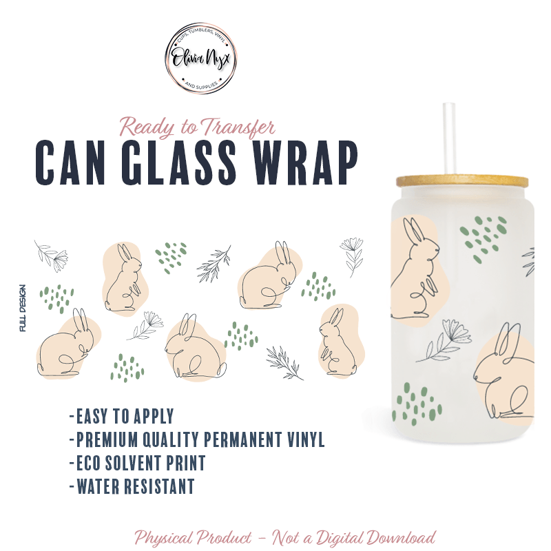Boho Easter Bunny Glass Can Wrap