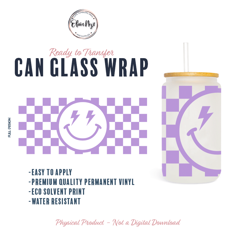 Checkered Flash Smile Glass Can Wrap