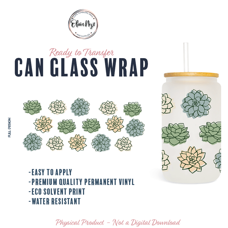Succulent Glass Can Wrap
