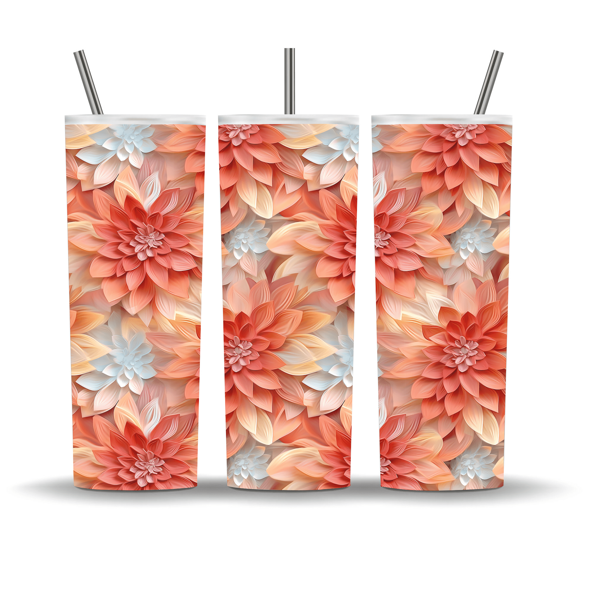 3D Coral Flowers Tumbler Wrap