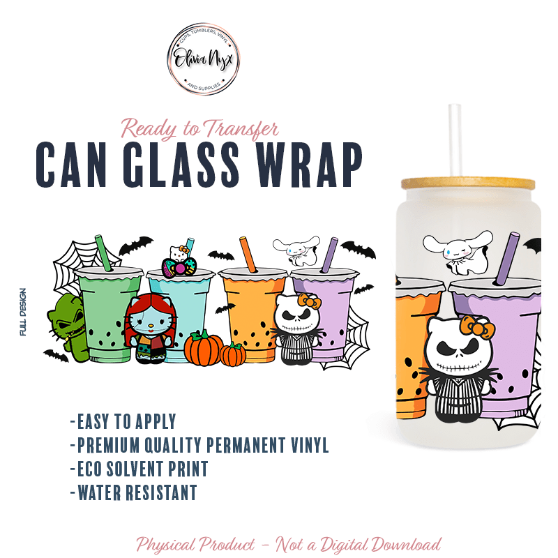 Boba Cups Nightmare Crew Glass Can Wrap