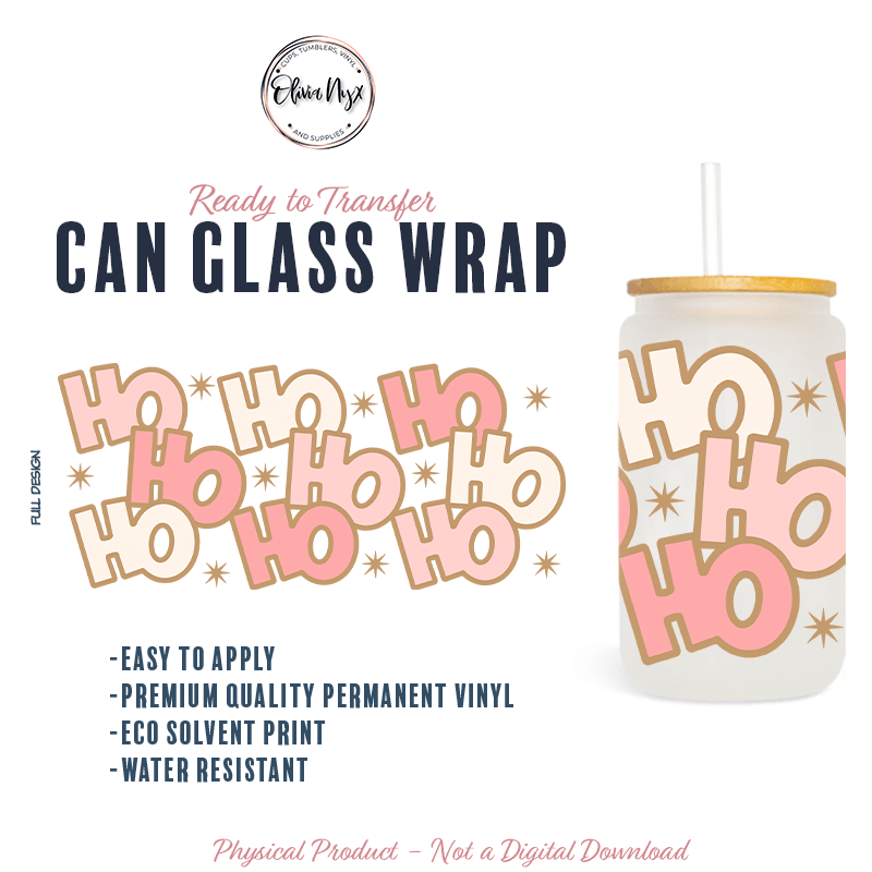 Christmas Ho Ho Ho – Pastel Glass Can Wrap